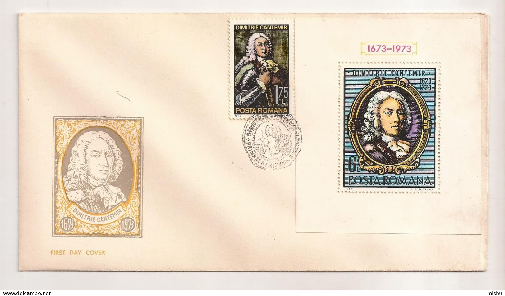 P4 Plic FDC ROMANIA - Prima Zi A Emisiunii - Dimitrie Cantemir - First Day Cover ,uncirculated 1973 - FDC