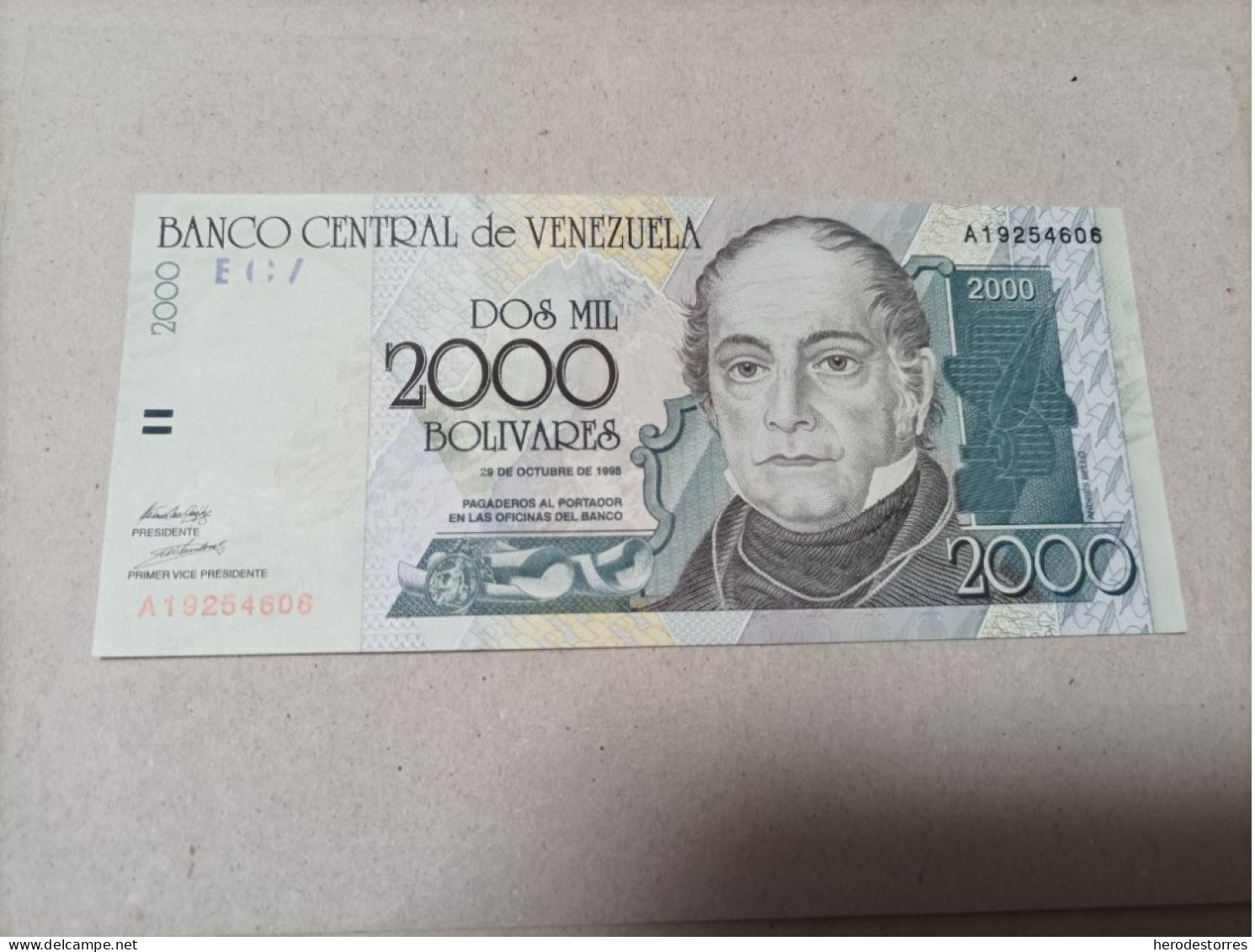 Billete Venezuela, 2000 Bolivares 1998, Serie A, UNC - Venezuela