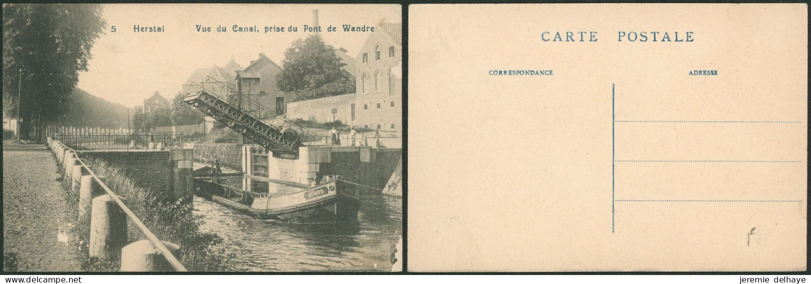 Carte Postale - Herstal : Vue Du Canal, Prise Du Pont De Wandre (écluse, Péniche) - Herstal