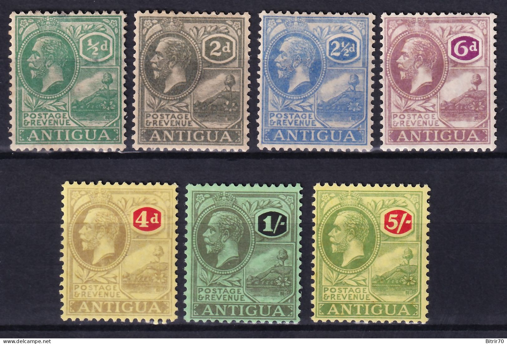 Antigua. 1921-22  Y&T. 41, 44, 45, 46, 50, 51, 54, MH. - 1858-1960 Colonie Britannique