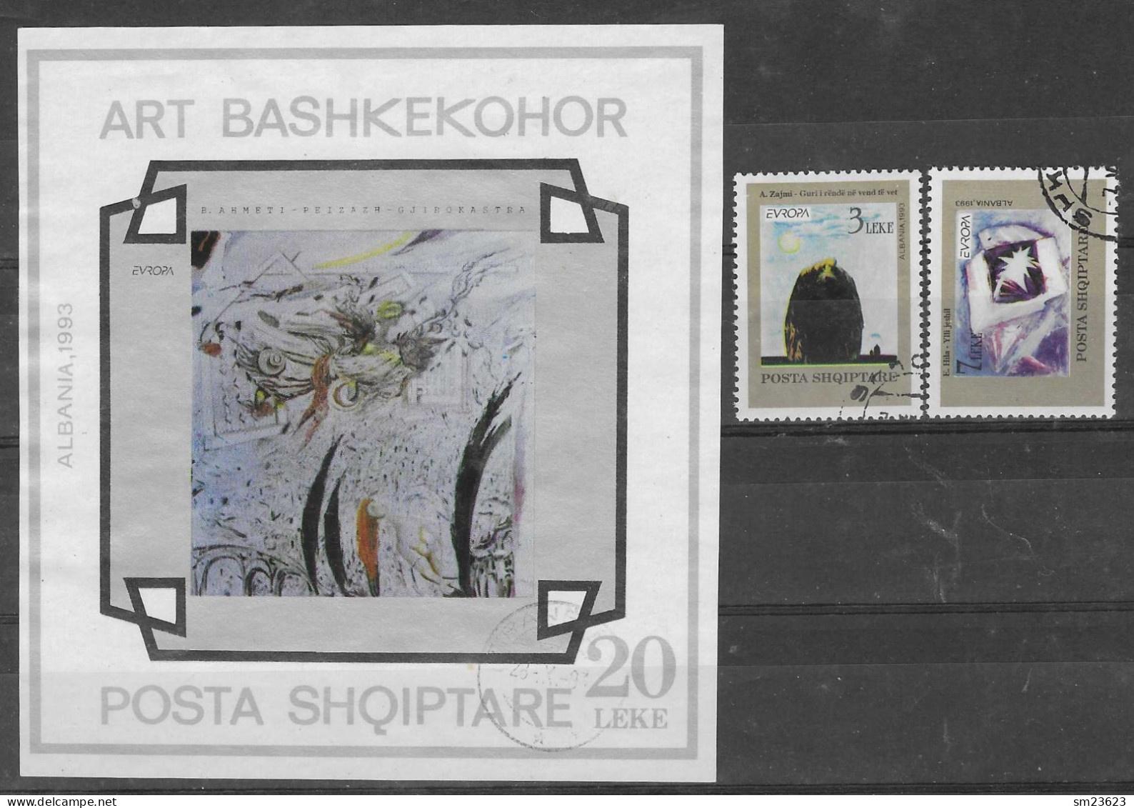 Albanien 1993  Mi.Nr. Sheet 98 + 2529 / 30 , EUROPA CEPT - Zeitgenössische Kunst - Gestempelt / Fine Used / (o) - 1993