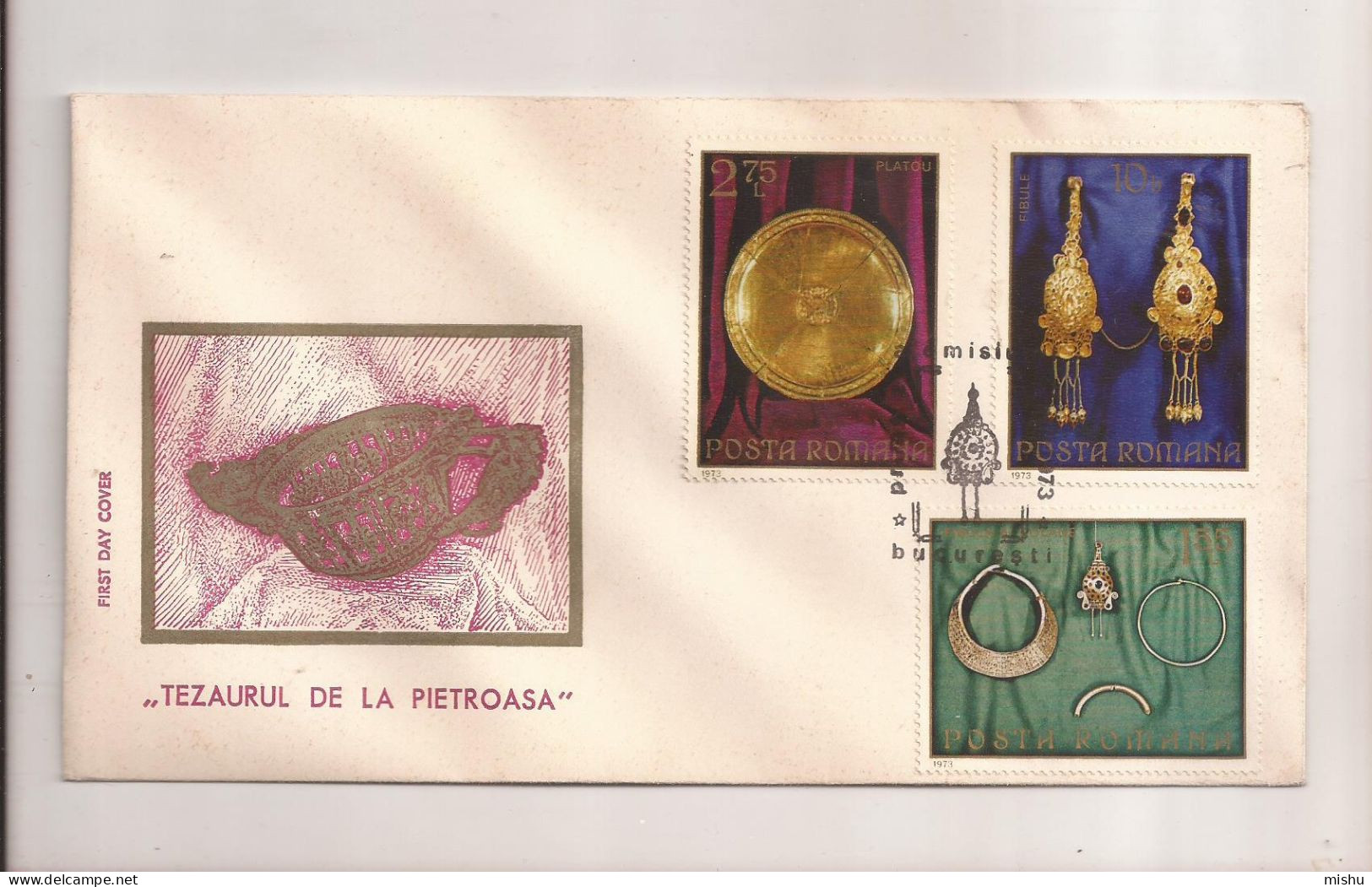 P4 Plic FDC ROMANIA - Prima Zi A Emisiunii - Tezaurul De La Pietroasa - First Day Cover ,uncirculated 1973 - FDC