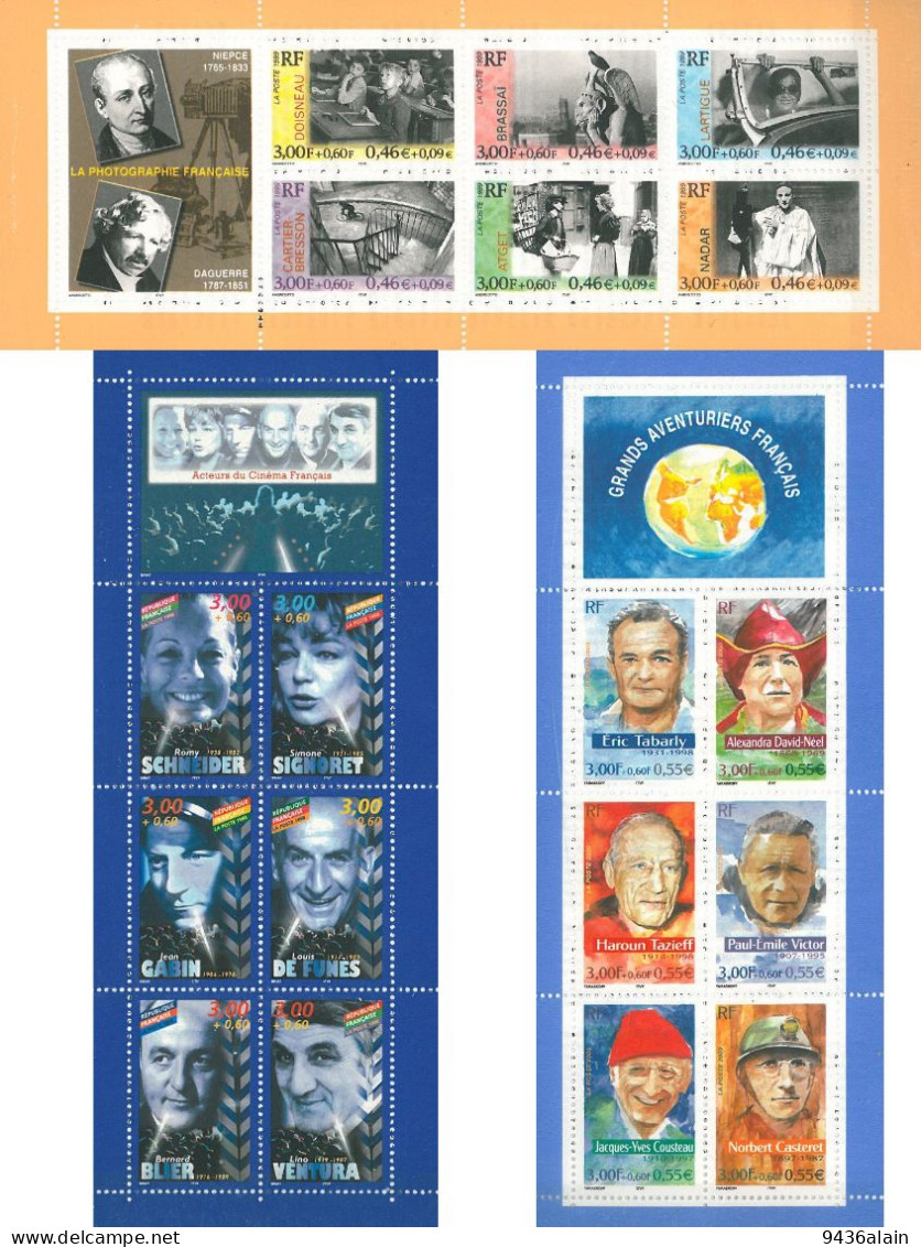 Carnets BC3193, BC3268, BC3348 Personnages Célèbres 1998 à 2000** - Personen