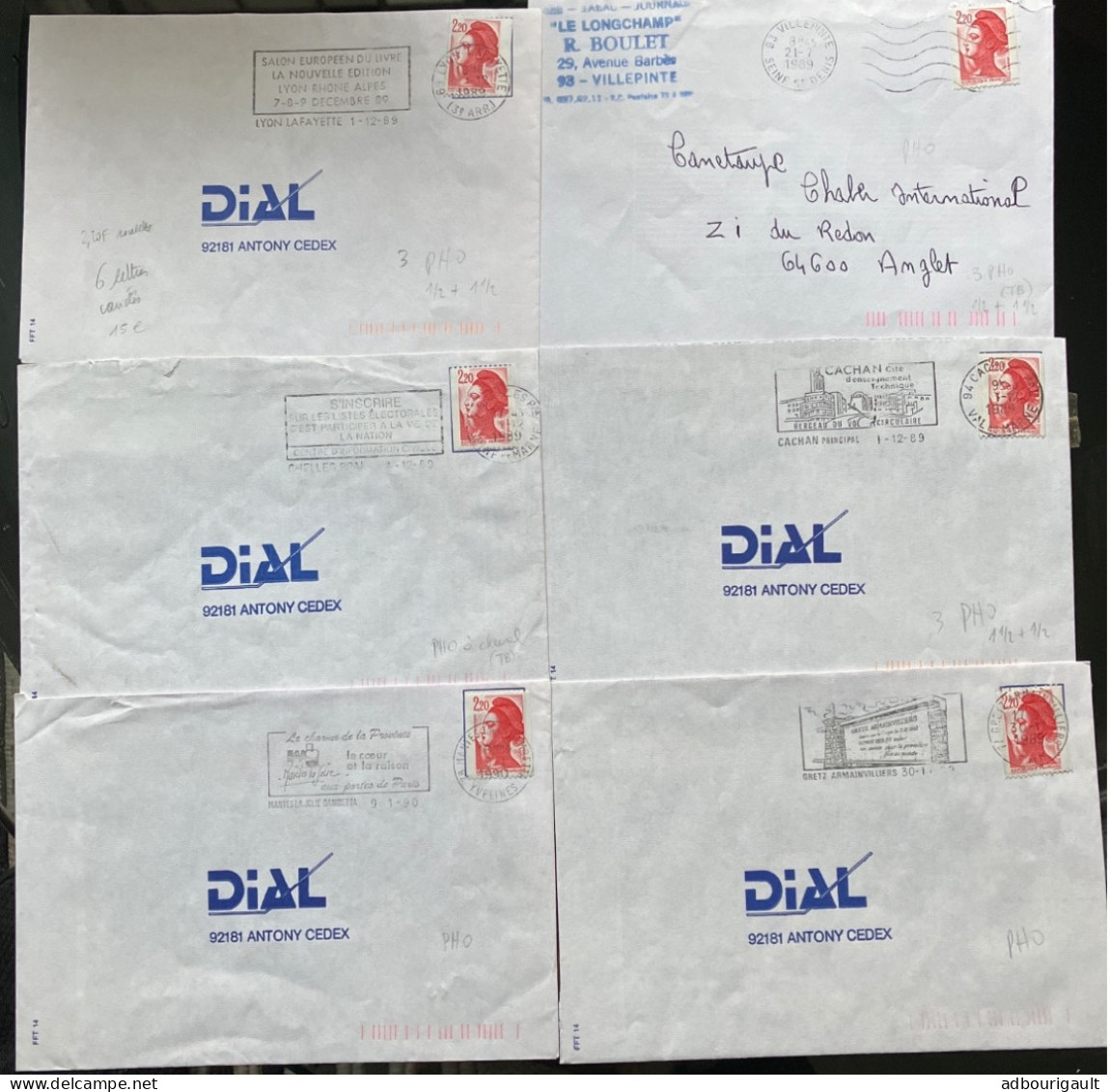 Lot De Petites Variétés De Phosphore Sur Lettre Marianne Liberté De Gandon 2,20F - 1982-1990 Vrijheid Van Gandon