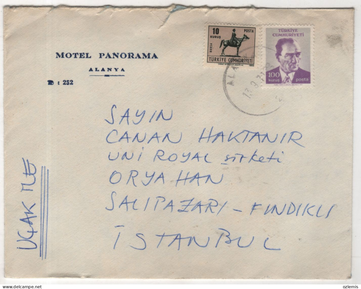 TURKEY,TURKEI,TURQUIE ,ALANYA TO ISTANBUL , ,1971 COVER - Storia Postale