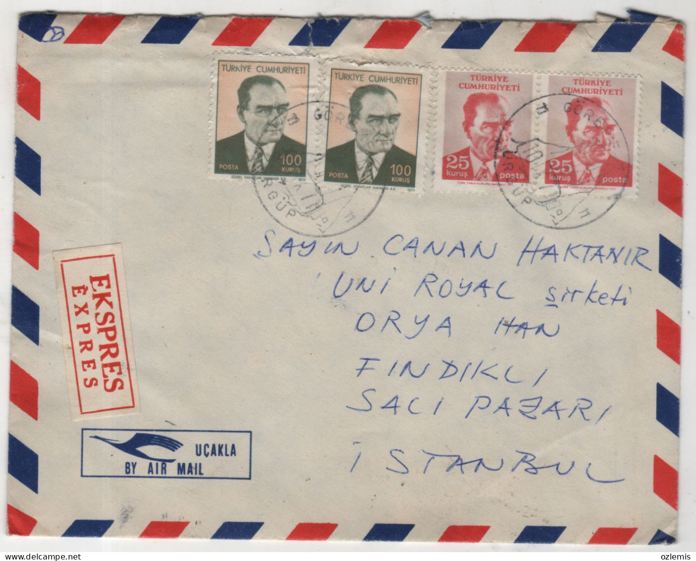 TURKEY,TURKEI,TURQUIE ,GÖREME ,URGUP  TO ISTANBUL , ,1971 COVER - Brieven En Documenten