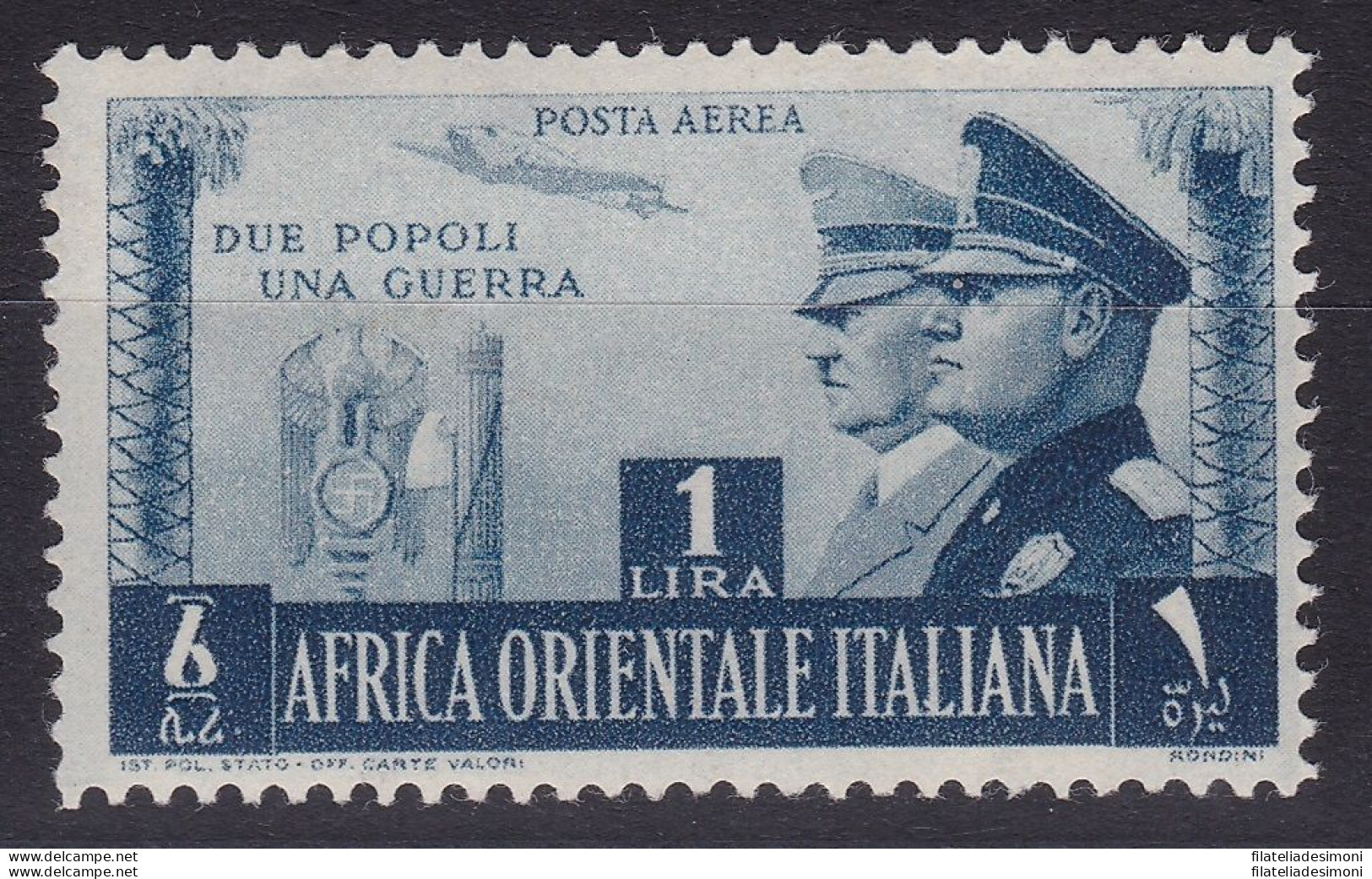 1941 AFRICA ORIENTALE ITALIANA, PA 20  1 Lira Azzurro-grigio  MNH/** - Africa Oriental Italiana