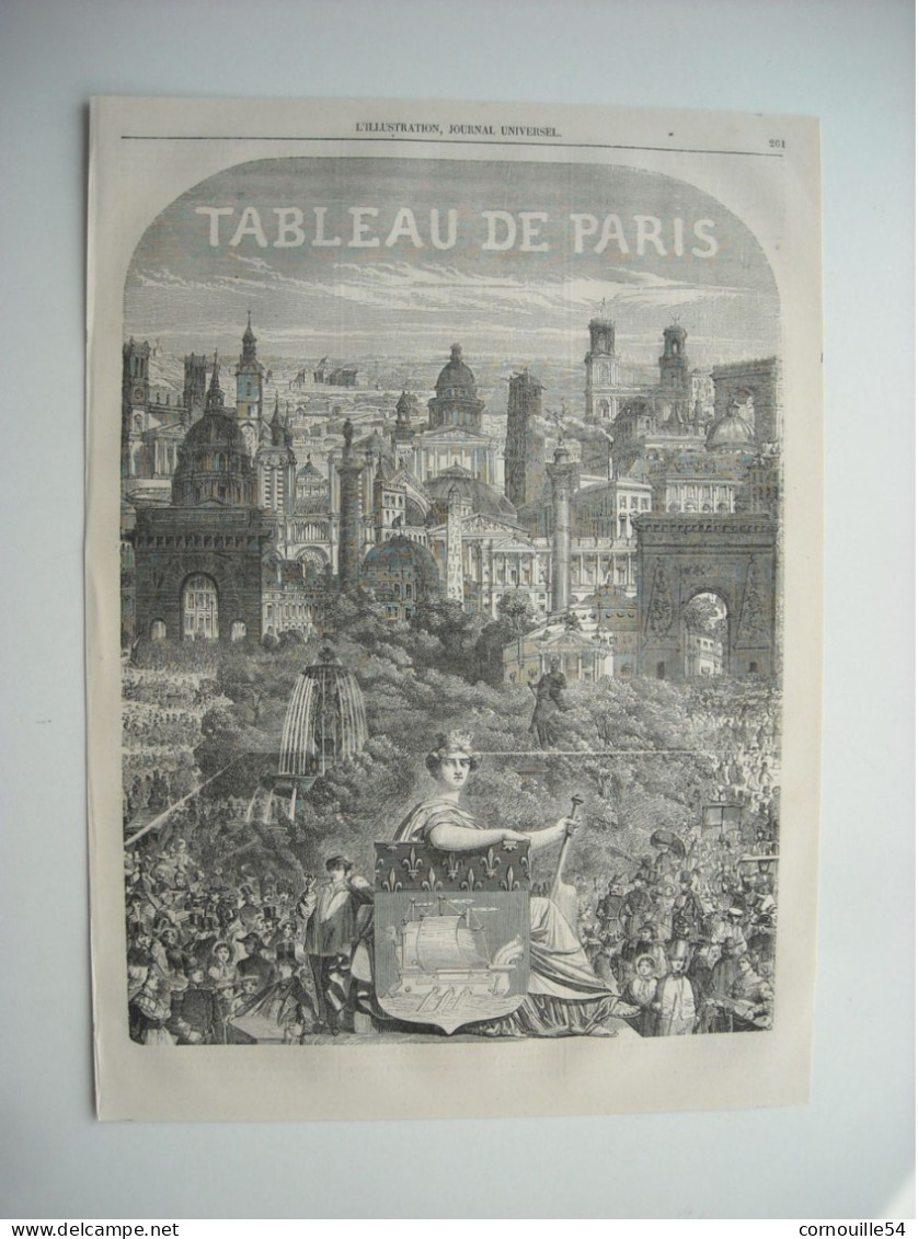 GRAVURE 1852. TABLEAU DE PARIS. FRONTISPICE COMPOSEE PAR MARC. - Dessins