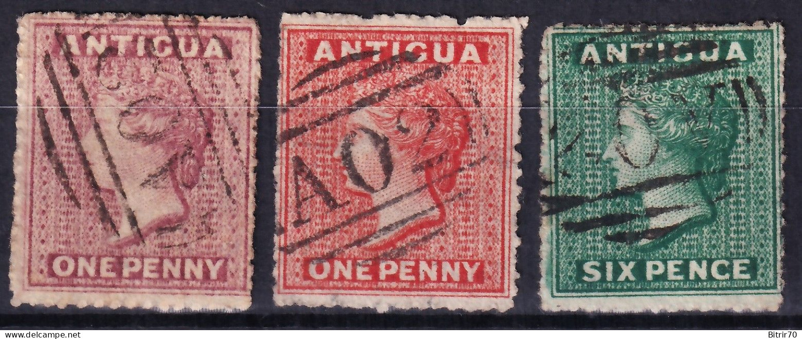 Antigua. 1863  Y&T. 2, 2A, 3, - 1858-1960 Kronenkolonie