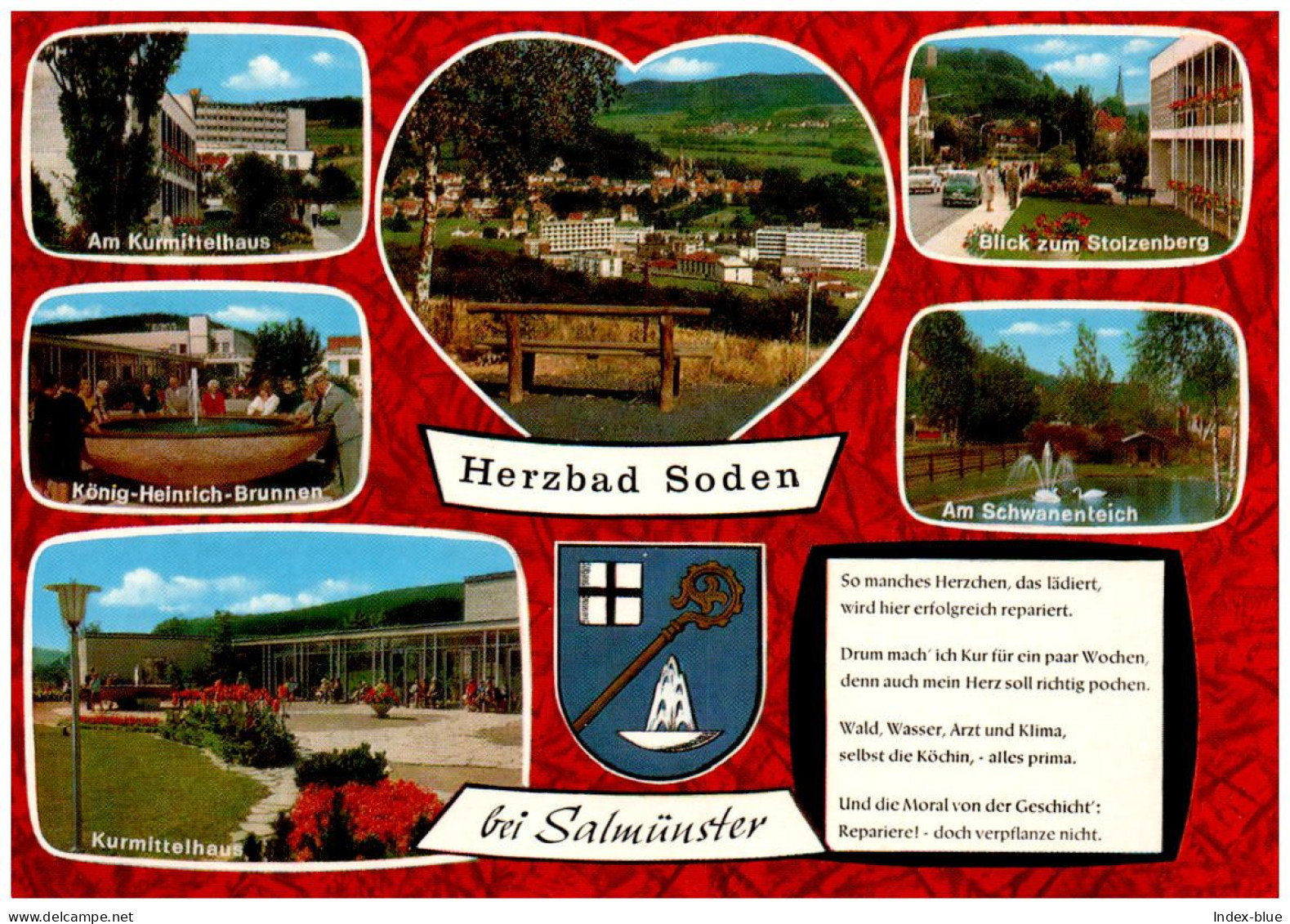 AK - Bad Soden - Kurmittelhaus, König-Heinrich-Brunnen, Stolzenberg, Schwanenteich - Gelaufen 1974 - Bad Soden