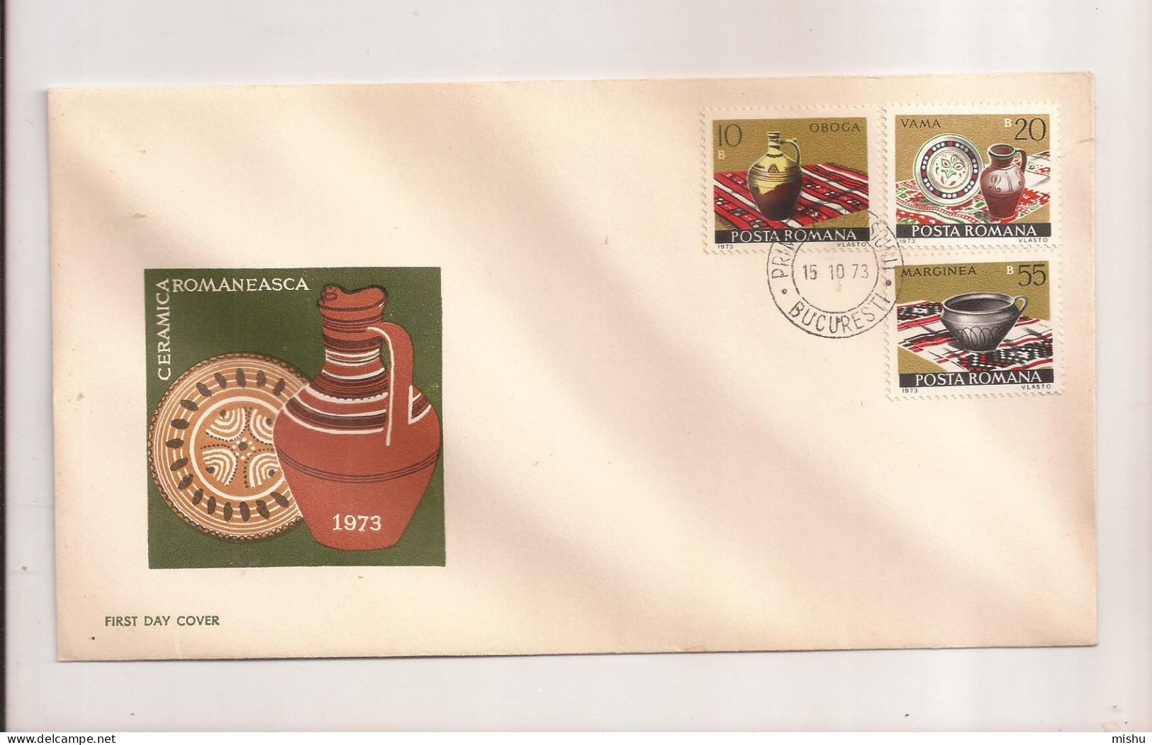 P5 Plic FDC ROMANIA - Prima Zi A Emisiunii - Ceramica Romaneasca- First Day Cover ,uncirculated 1973 - FDC