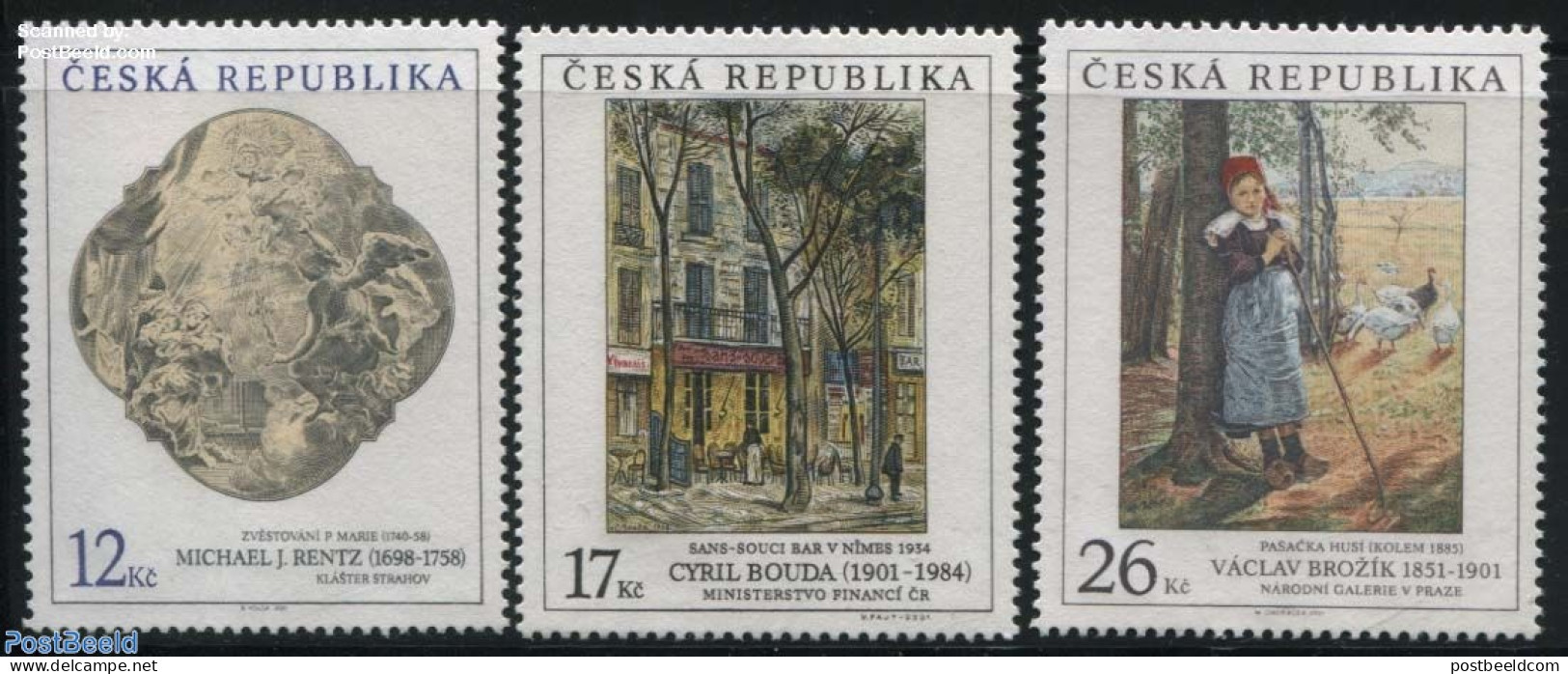 Czech Republic 2001 Paintings 3v, Mint NH, Nature - Religion - Poultry - Angels - Art - Paintings - Other & Unclassified