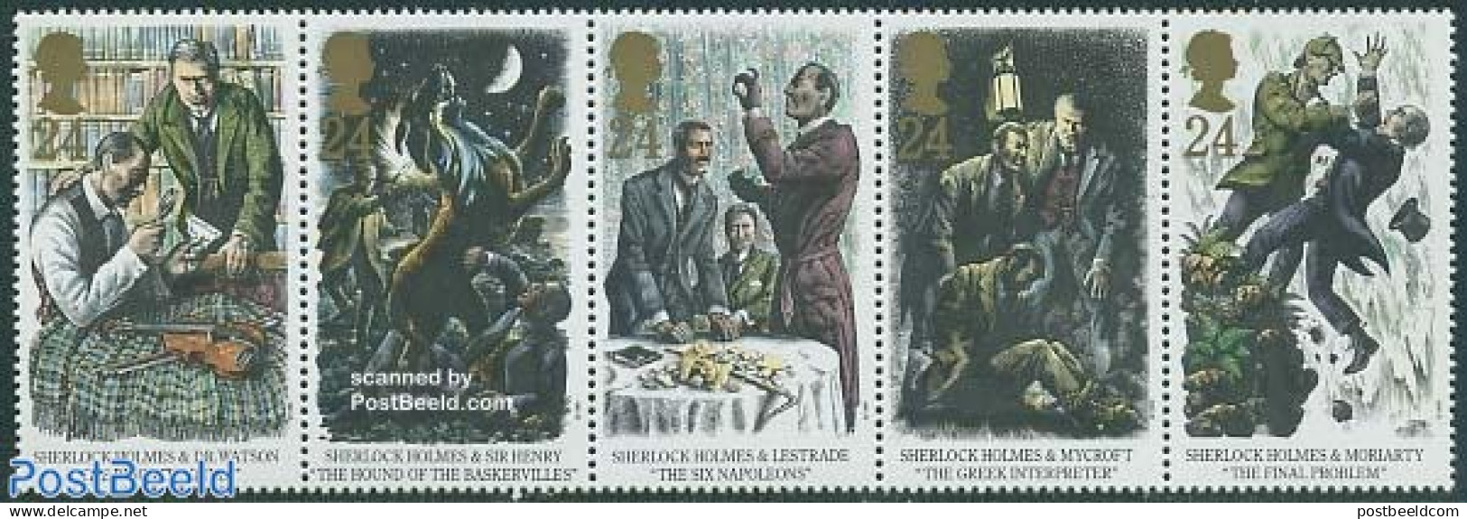 Great Britain 1993 Sherlock Holmes 5v [::::], Mint NH, Art - Authors - Unused Stamps