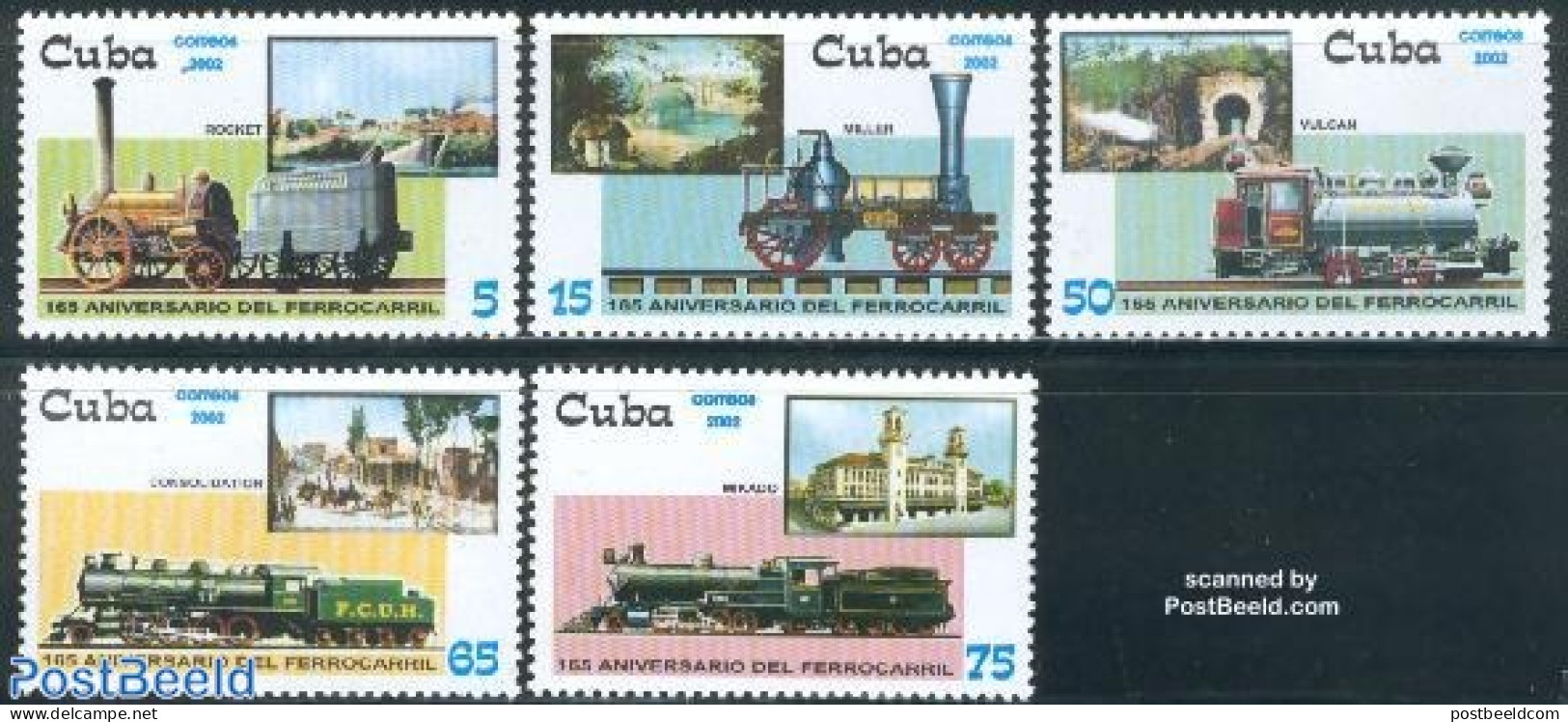 Cuba 2002 Railways 5v, Mint NH, Transport - Railways - Art - Bridges And Tunnels - Nuovi