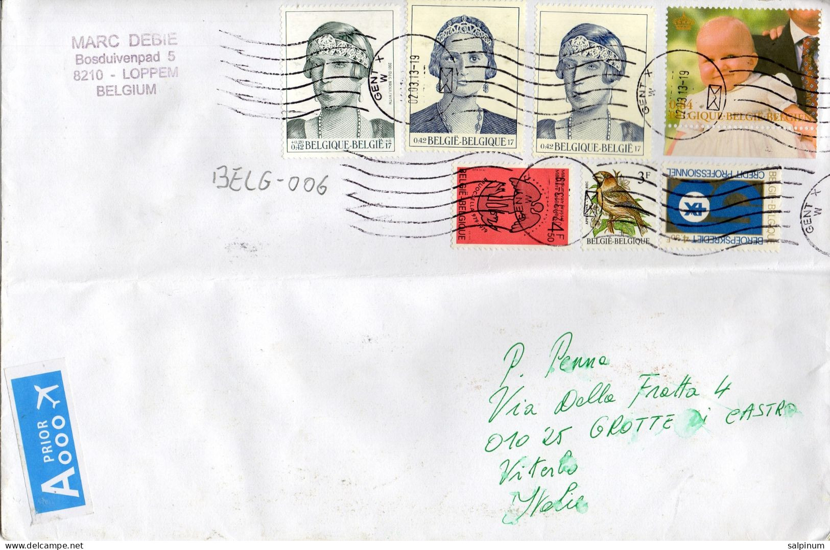 Philatelic Envelope With Stamps Sent From BELGIUM To ITALY - Lettres & Documents
