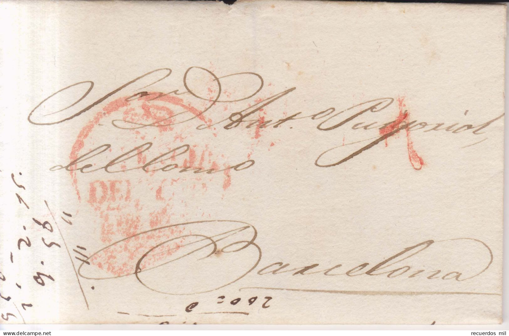 Prefilatelia Envuelta Marca Valencia Del Cid - ...-1850 Prephilately