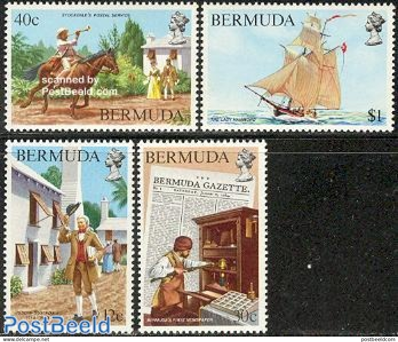 Bermuda 1984 Newspaper & Postal Service 4v, Mint NH, History - Nature - Transport - Newspapers & Journalism - Horses -.. - Post