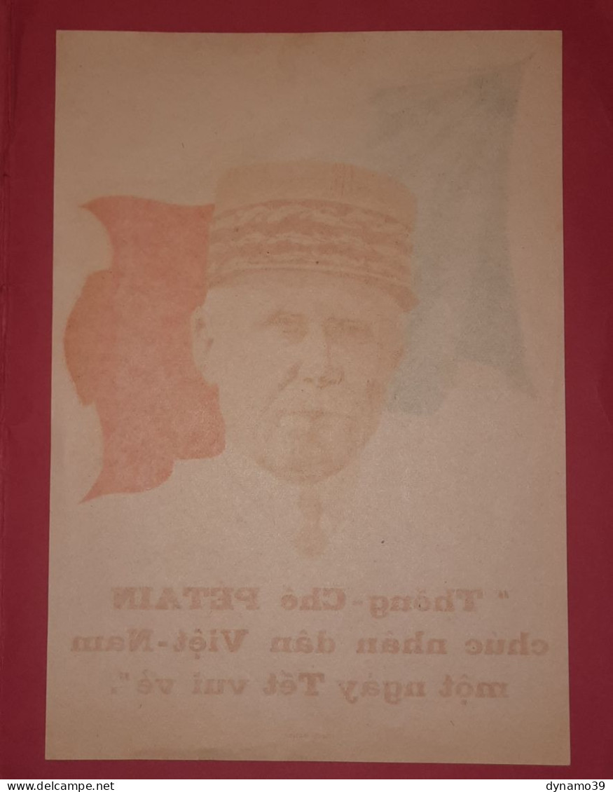 02K8 RARE - ANCIENNE AFFICHE MARECHAL PETAIN INDOCHINE HANOI 1940 - 1939-45