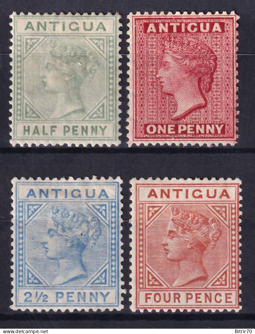 Antigua. 1882-88 Y&T. 10, 14, 15, 16, MH. - 1858-1960 Colonie Britannique