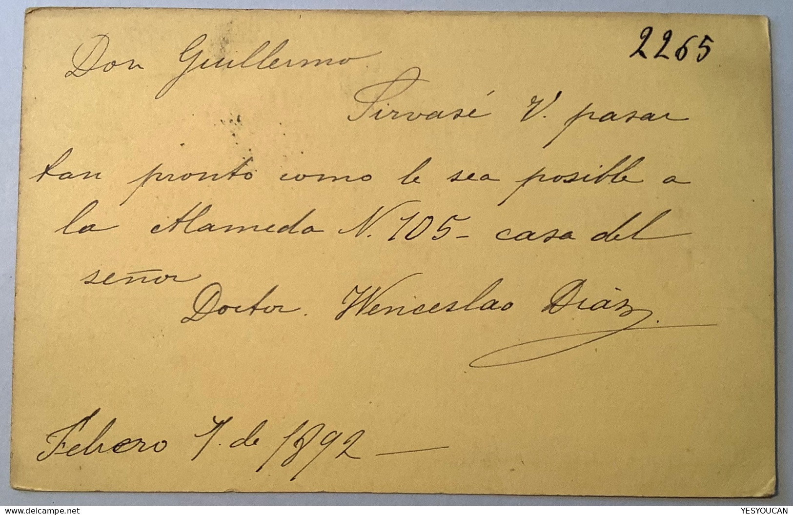Chile 1892 SANTIAGO CORREO URBANO 2c Postal Stationery Card (entier Postal - Chile