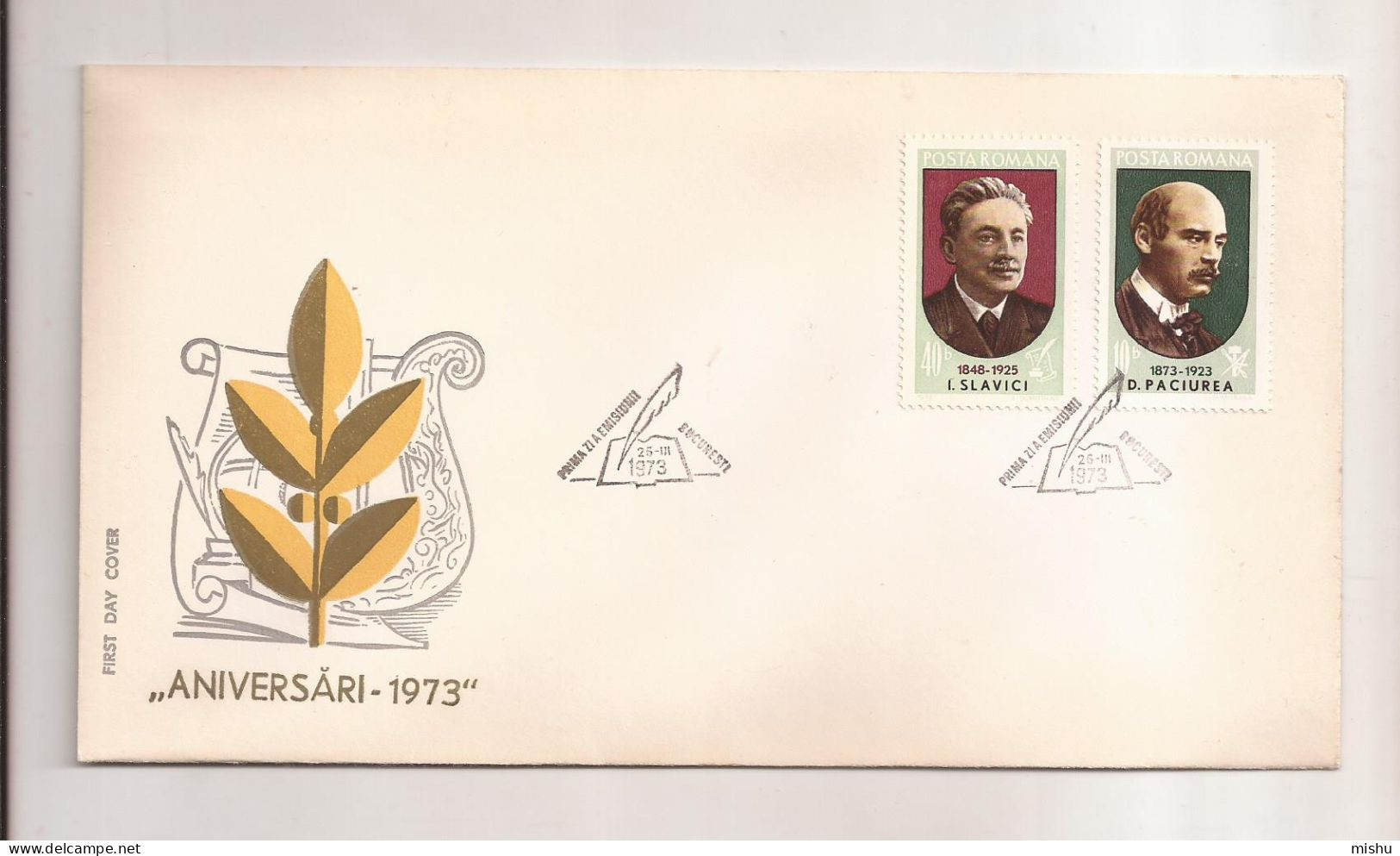 P5 Plic FDC ROMANIA - Prima Zi A Emisiunii - Aniversari 1973 - First Day Cover ,uncirculated - FDC