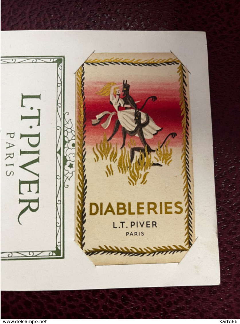 L.T. PIVER Paris * Carte Parfumée Ancienne DIABLERIES + Doc Publicitaire Ancien * Mode Parfum Piver - Mode