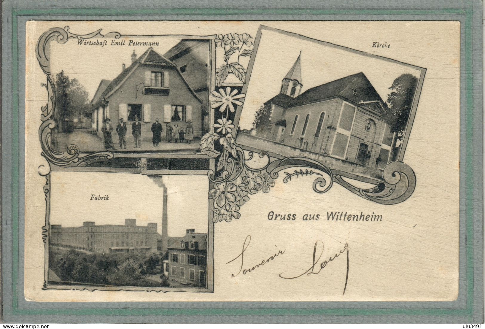 CPA (68) WITTENHEIM - Carte GRUSS-Multivues En 1910 - Restaurant Petermann - Usine - Eglise - Wittenheim