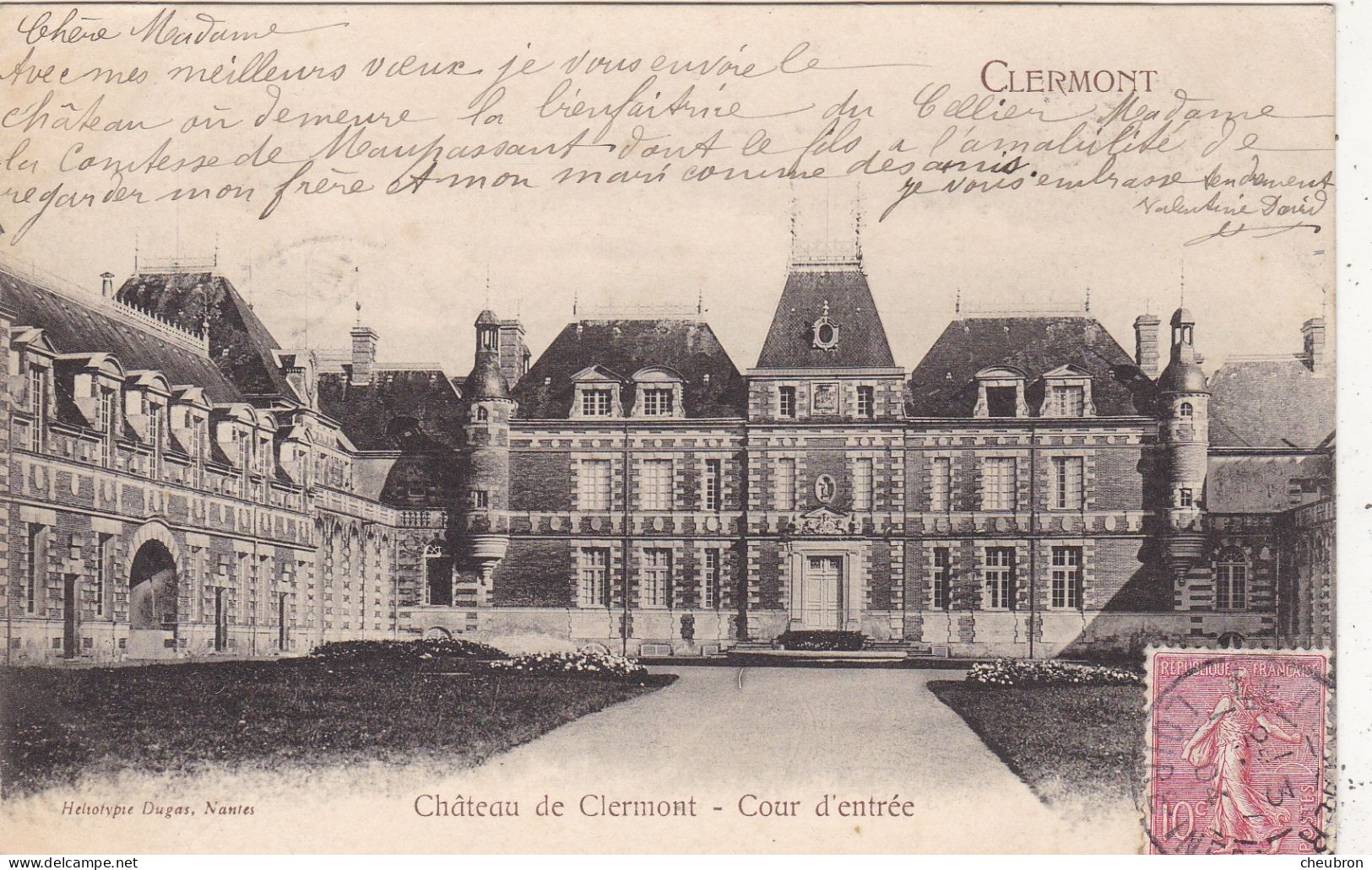 44. LE CELLIER. CPA. CHATEAU DE CLERMONT . COUR D'ENTREE. ANNEE 1904 + TEXTE - Le Cellier