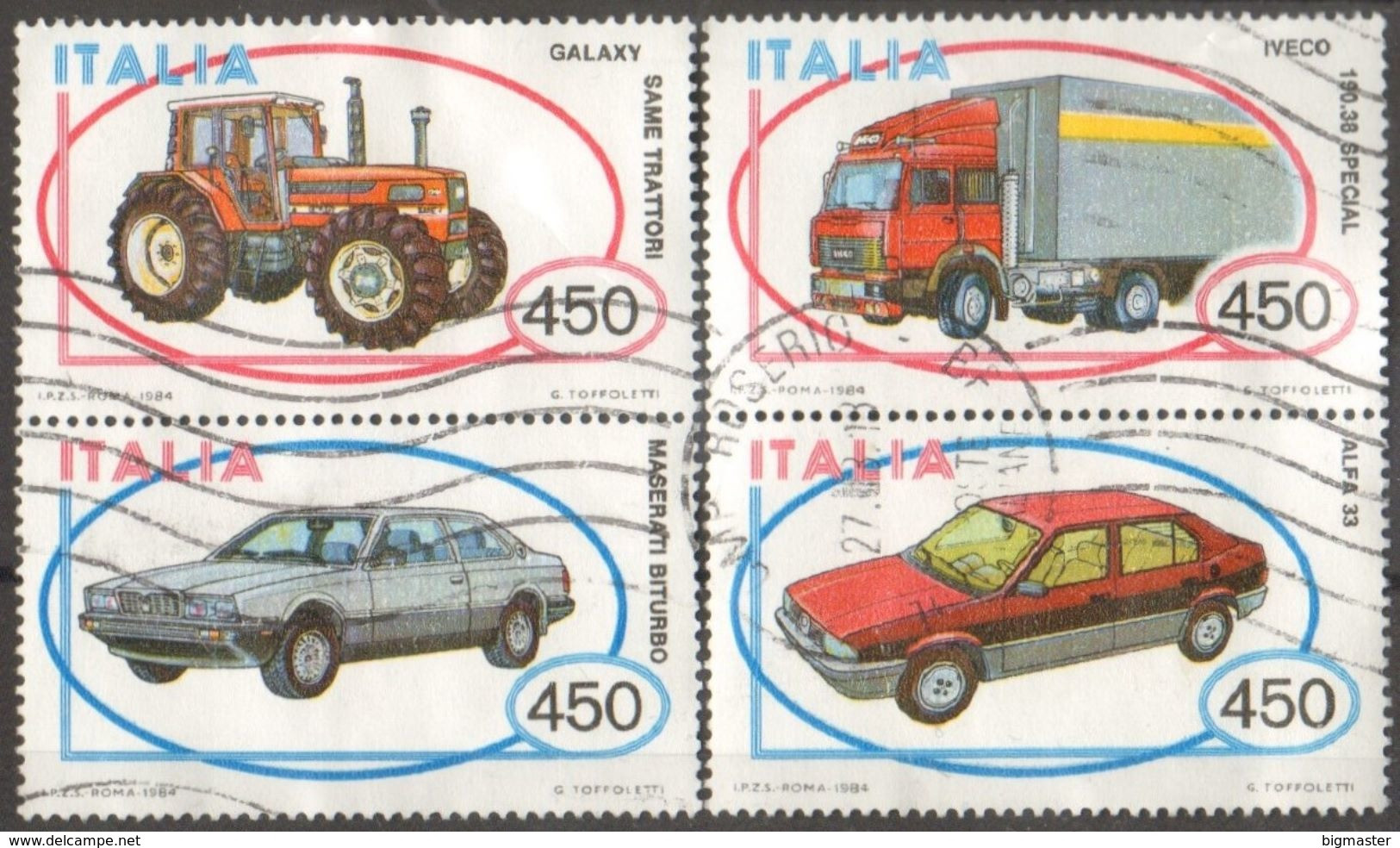 1984 Italia 1675-78 Auto  4val.usato - 1981-90: Oblitérés