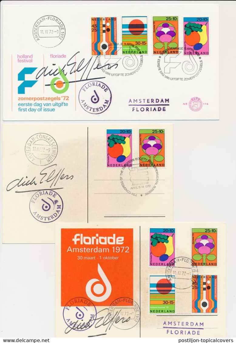 Em. Zomer / Floriade 1972 - Dienst PTT / Handtekenig Ontwerper / FDC / 1e Dag - Briefe U. Dokumente