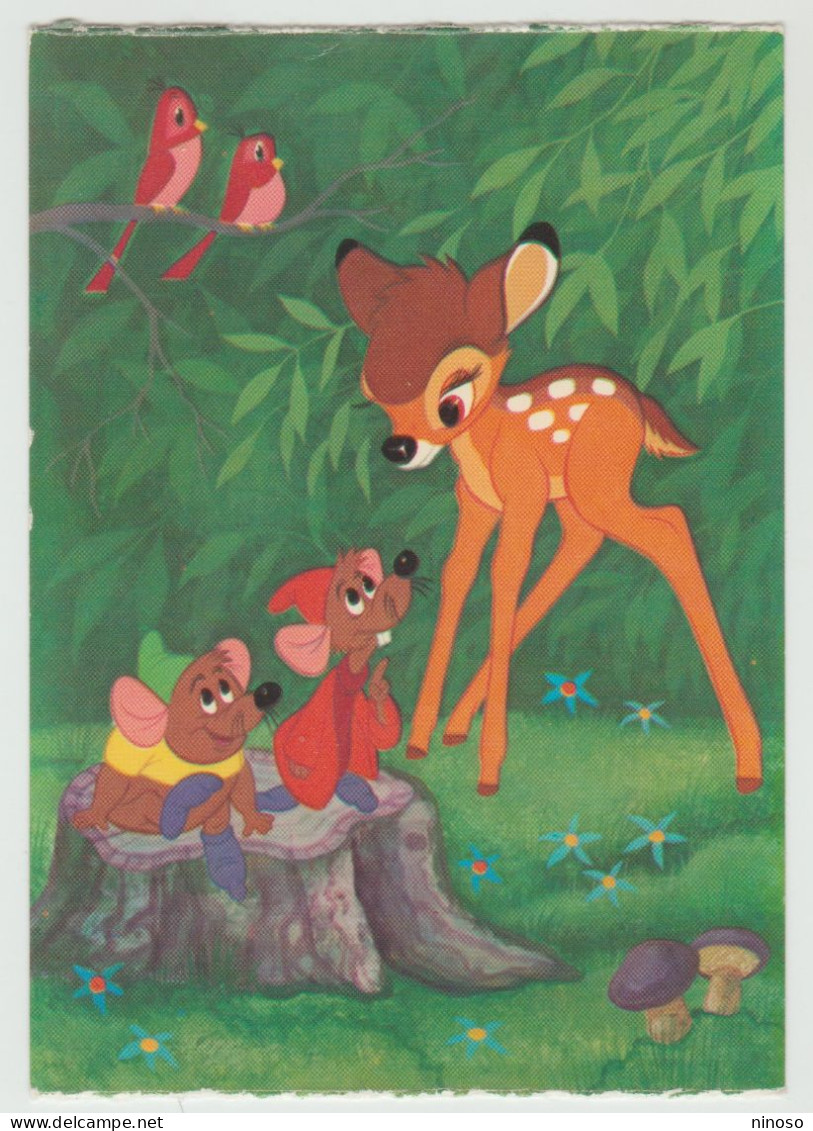 DISNEY - BAMBI CON GLI AMICI TOPOLINI  - CARTOLINA VIAGGIATA CON BOLLO ASPORTATO - Autres & Non Classés