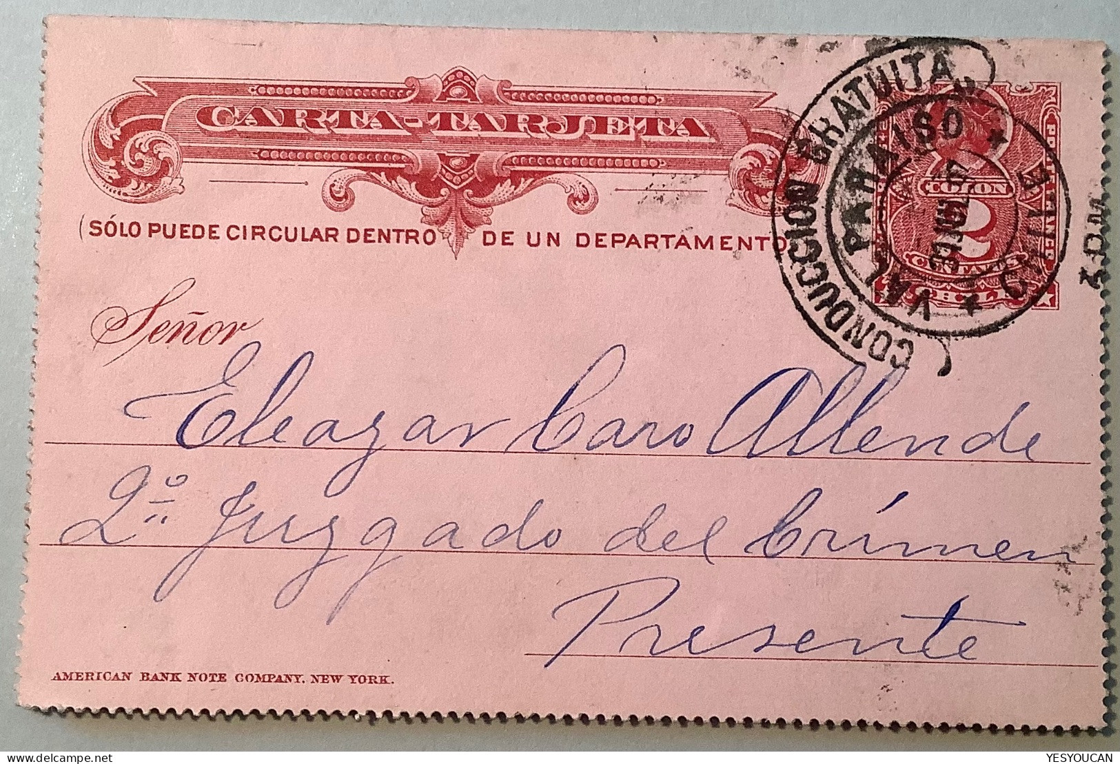 Chile 1897 VALPARAISO CONDUCCION GRATUITA 2c Postal Stationery Letter Card (entier Postal - Chili