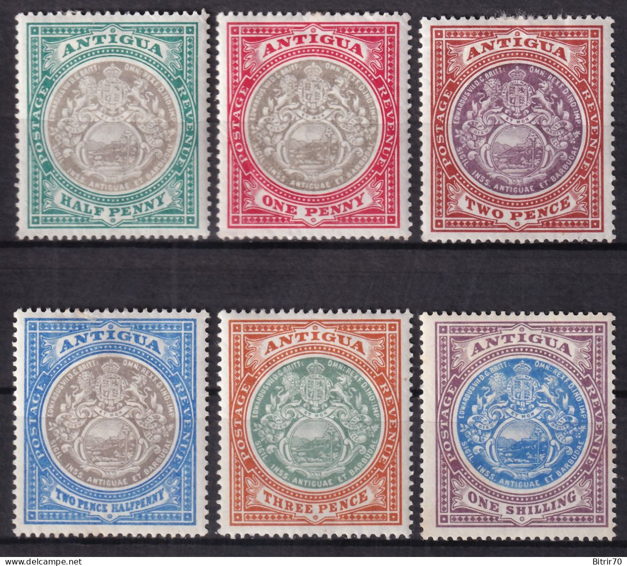 Antigua. 1903-09  Y&T. 19, 20, 21, 22, 23, 25, MH. - 1858-1960 Kronenkolonie