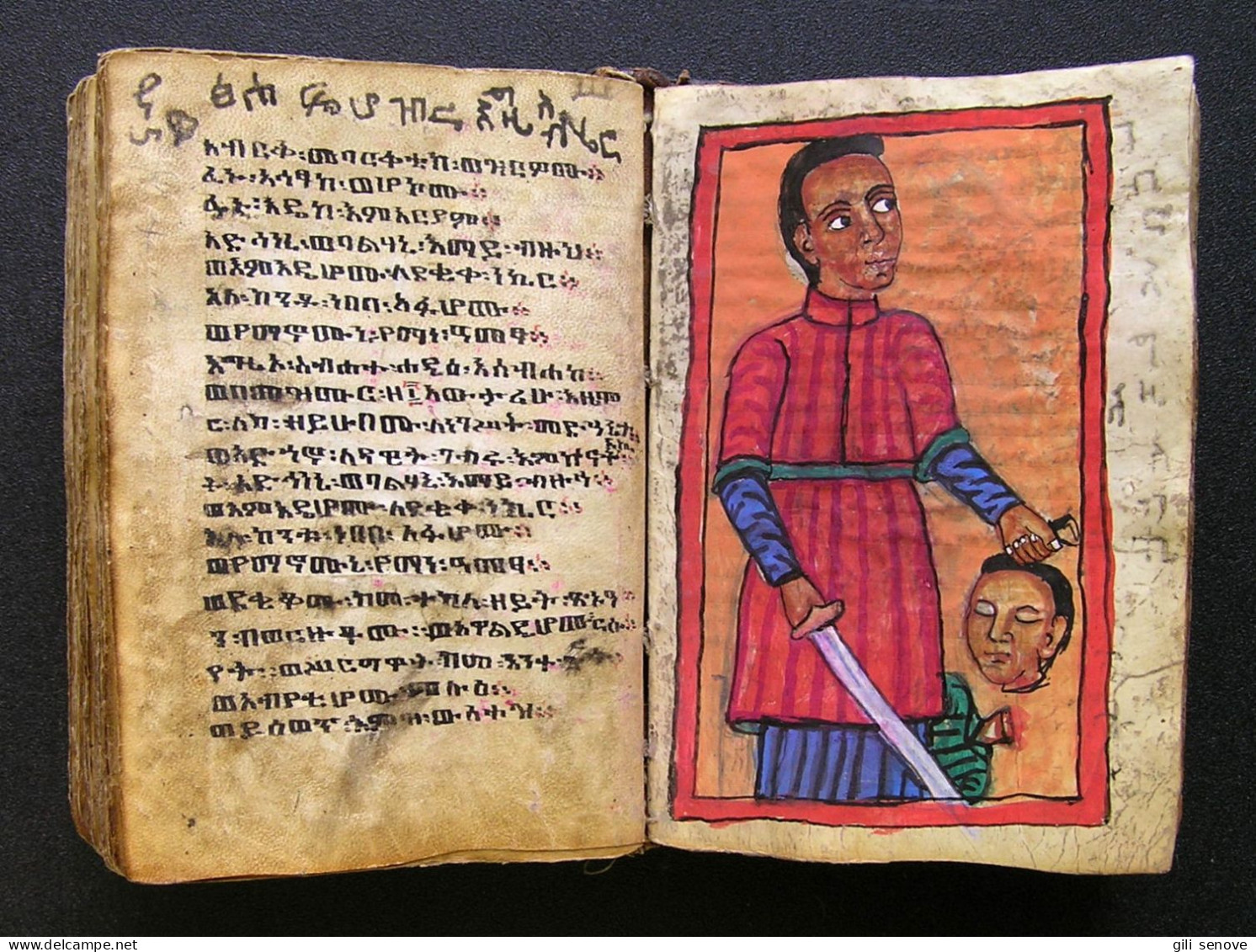 Antique Coptic Ge'ez Handwritten Bible with 3 Icons / Ethiopia