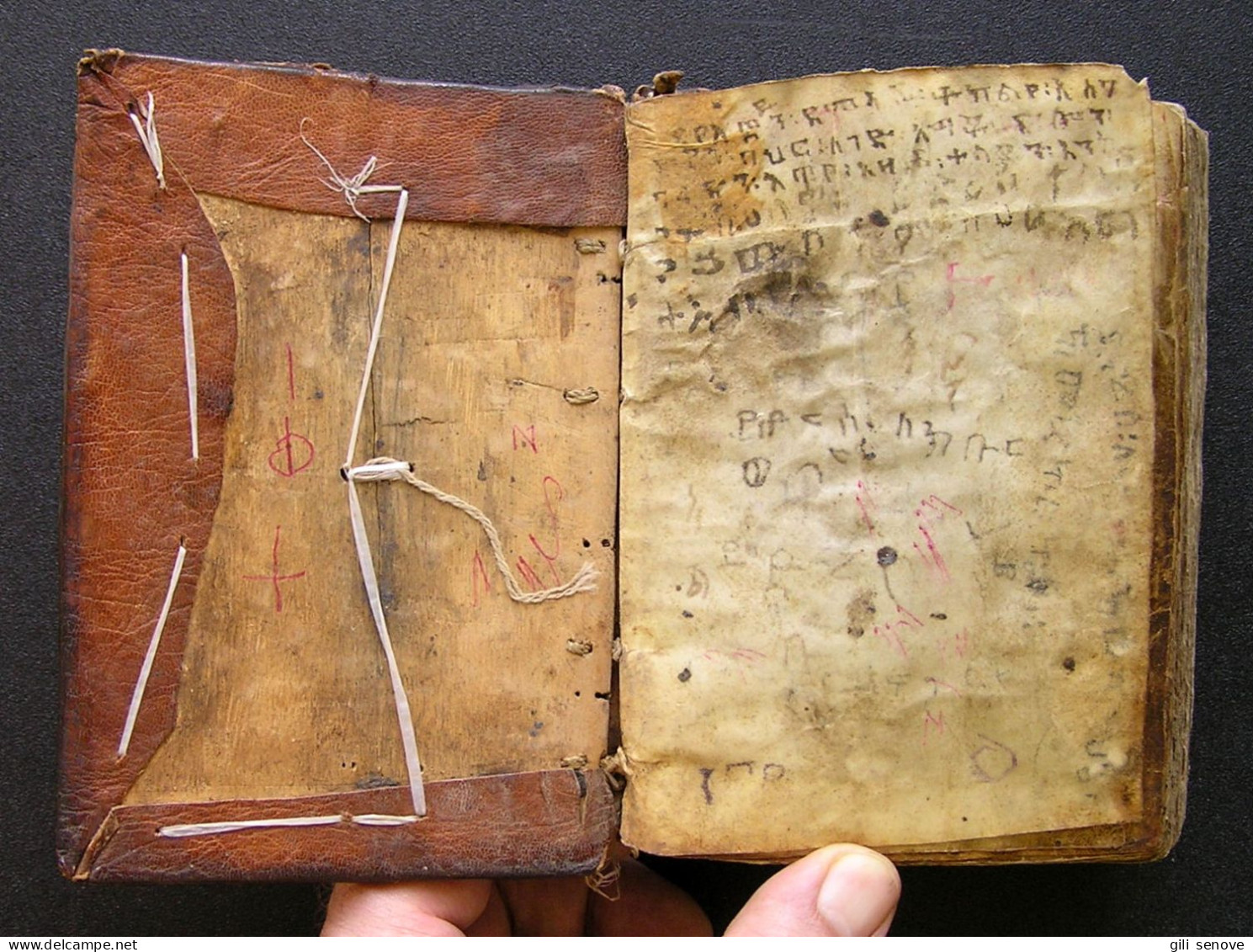 Antique Coptic Ge'ez Handwritten Bible with 3 Icons / Ethiopia