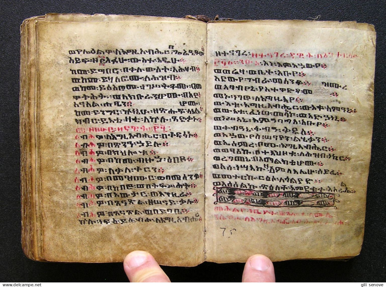 Antique Coptic Ge'ez Handwritten Bible with 3 Icons / Ethiopia