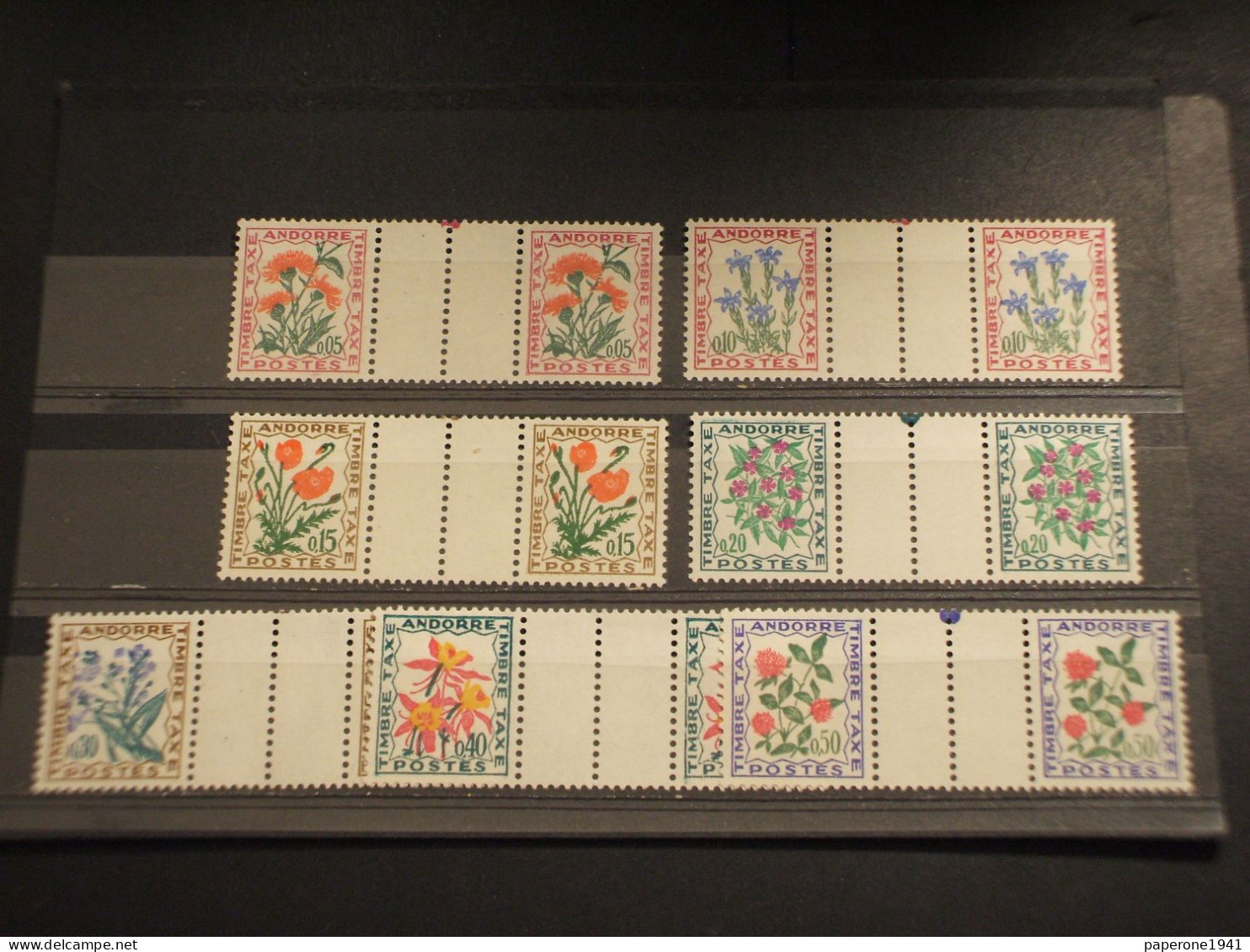 ANDORRA FRANCESE - TASSE - 1964/71 FIORI 7 VALORI, Coppia  - NUOVI(++) - Unused Stamps