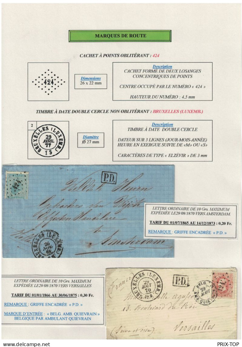 TP 18-19 S/Feuille Explicative LSC  Obl BXL (Luxembourg) 26/11/68-29/08/70 > Amsterdam & Versailles - Postmarks - Points