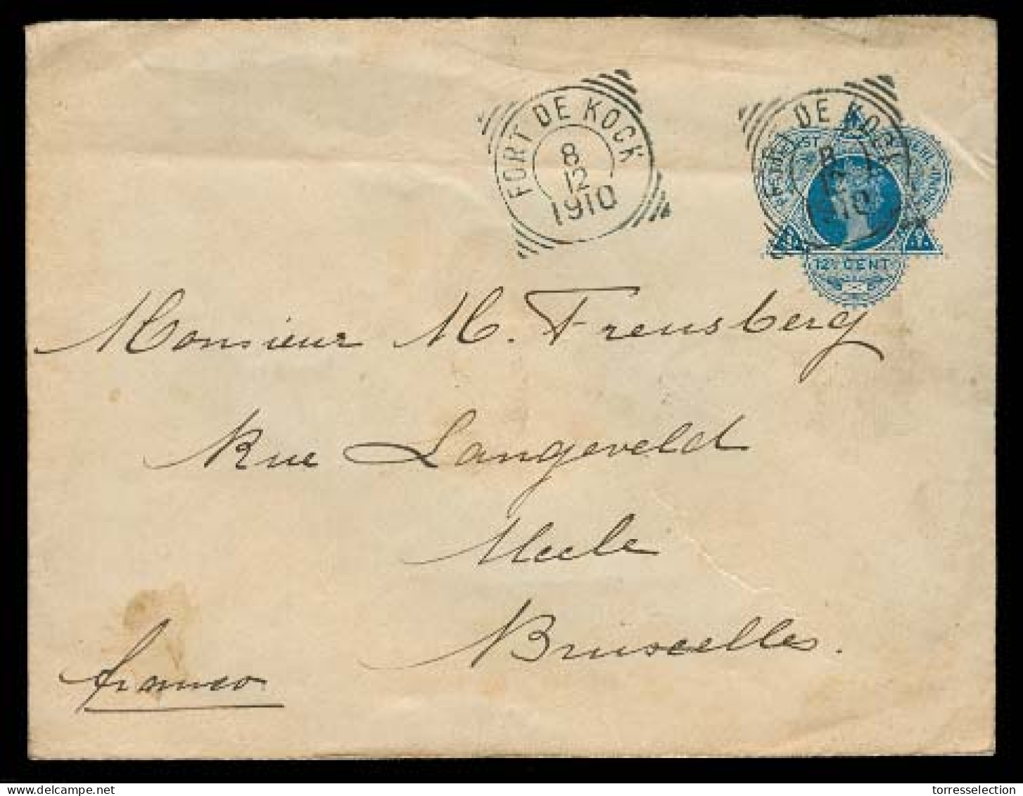 DUTCH INDIES. 1910. Fort De Kock - Belgium. 12 1/2c Stat Env. Rare Cds. VF. - Indonesië