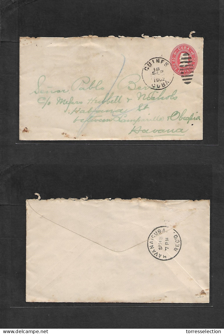 CUBA - Stationery. 1902 (18 Sept) Guines - Habana. EP 2c Rojo  Sobre Crema, Llegada Mismo Dia. - Andere & Zonder Classificatie