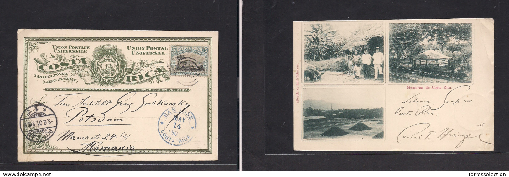 COSTA RICA. 1901 (14 May) German Consular Mail. San Jose - Germany, Postdam (3 June) Private Print Tarjeta Postal UPU St - Costa Rica