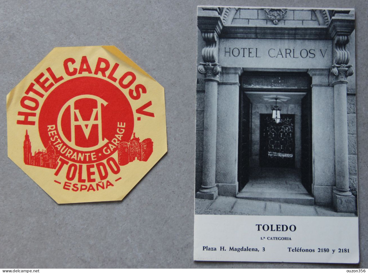 Hôtel Carlos V, Toledo (Tolède, Espagne), Dépliant, étiquette - España