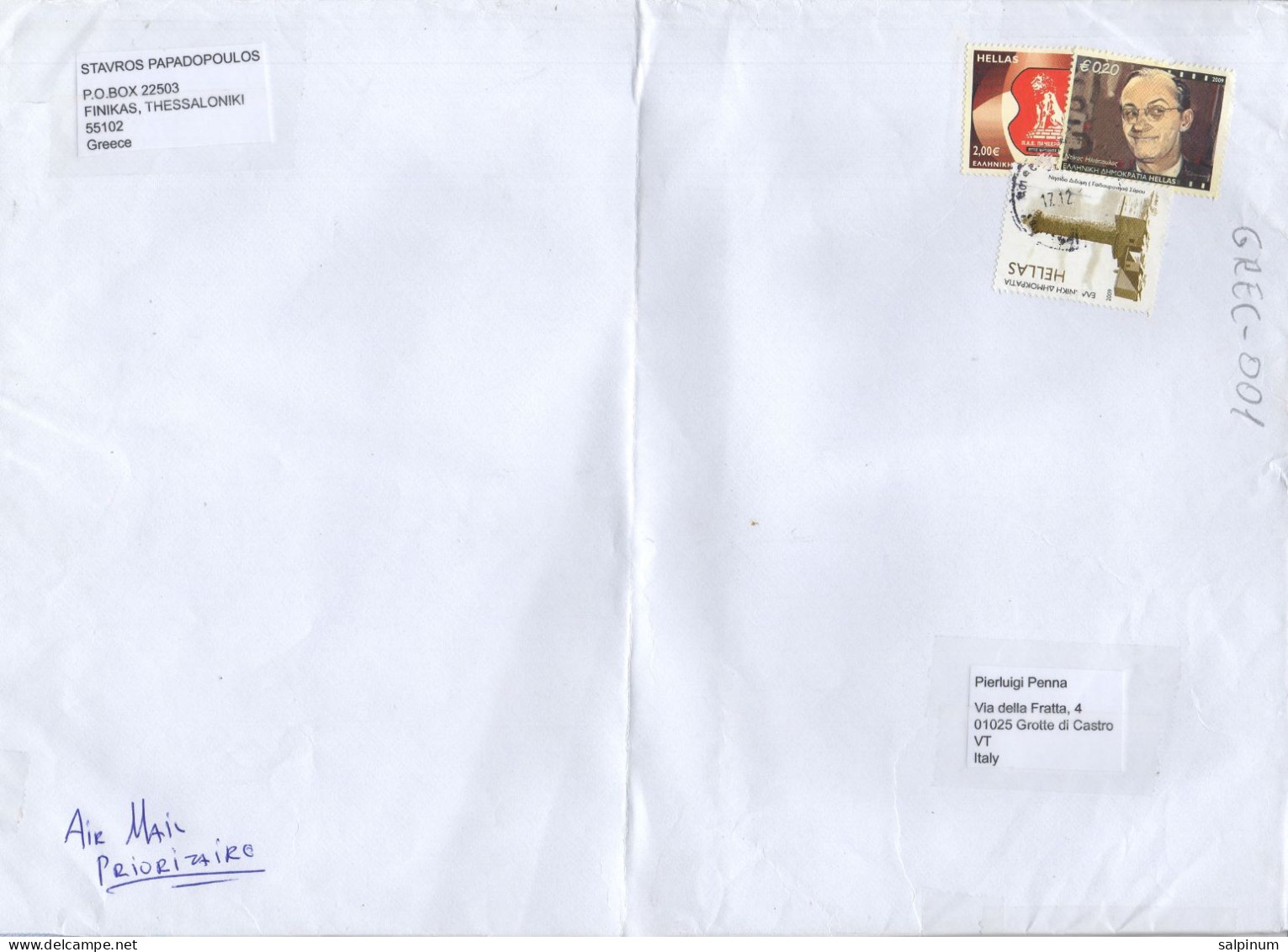 Philatelic Envelope With Stamps Sent From GREECE To ITALY - Storia Postale