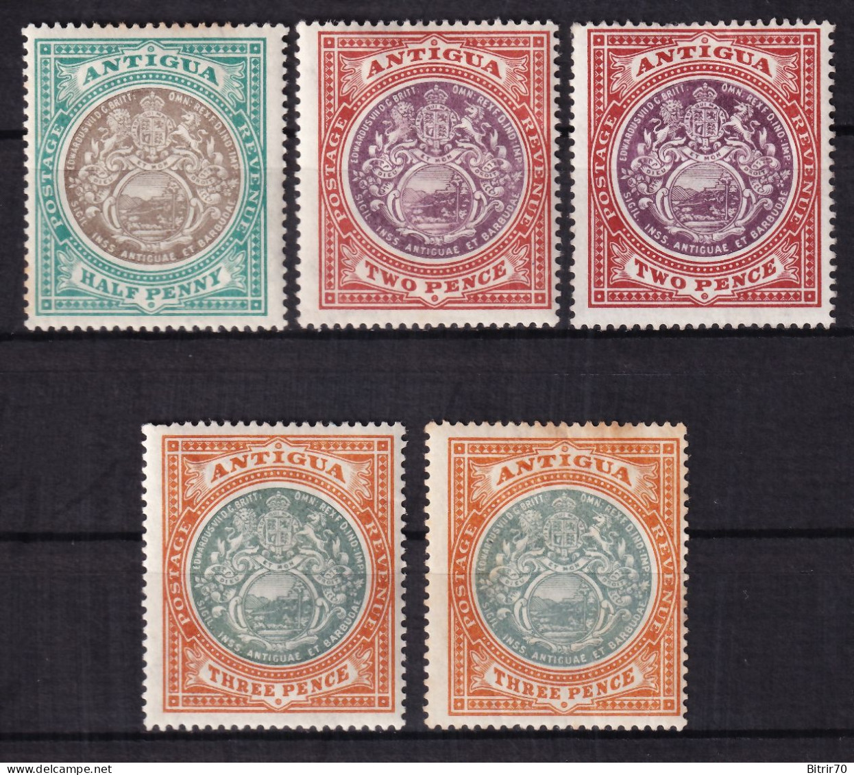 Antigua. 1903-17  Y&T. 19, 21, 23, MH. - 1858-1960 Colonia Británica