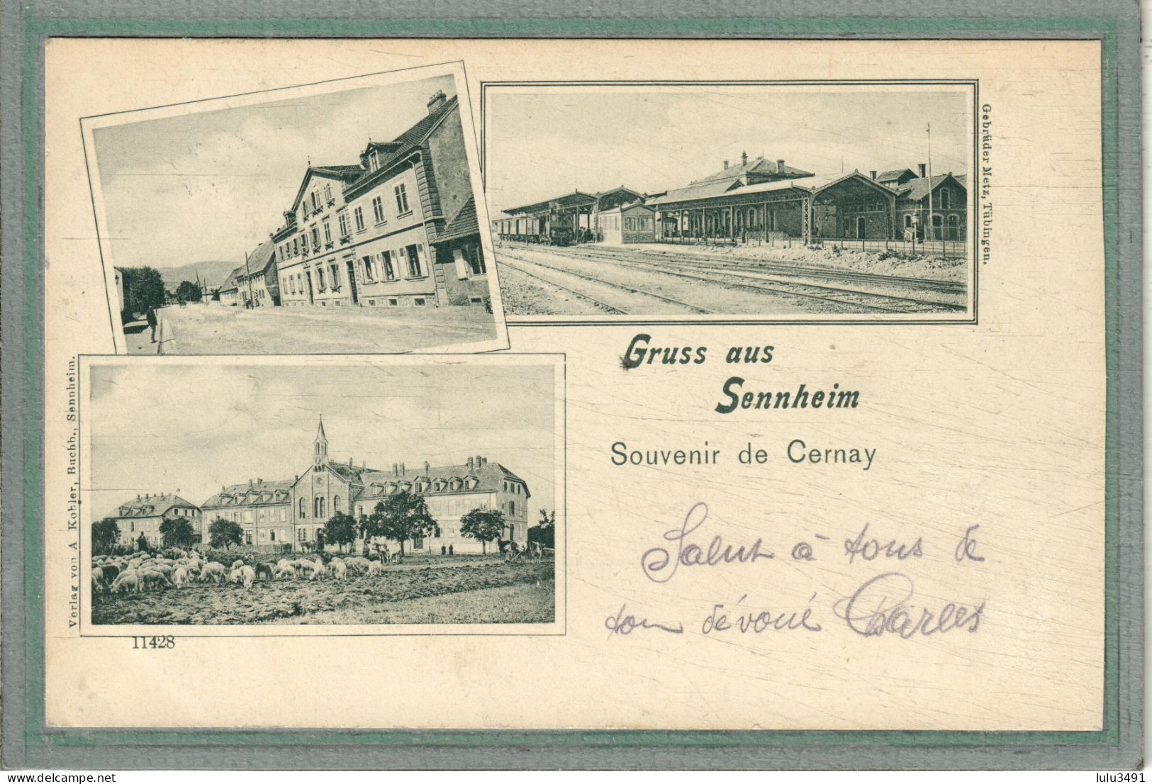 CPA (68) CERNAY - SENNHEIM - Carte GRUSS-Multivues En 1908 - Gare - Cernay