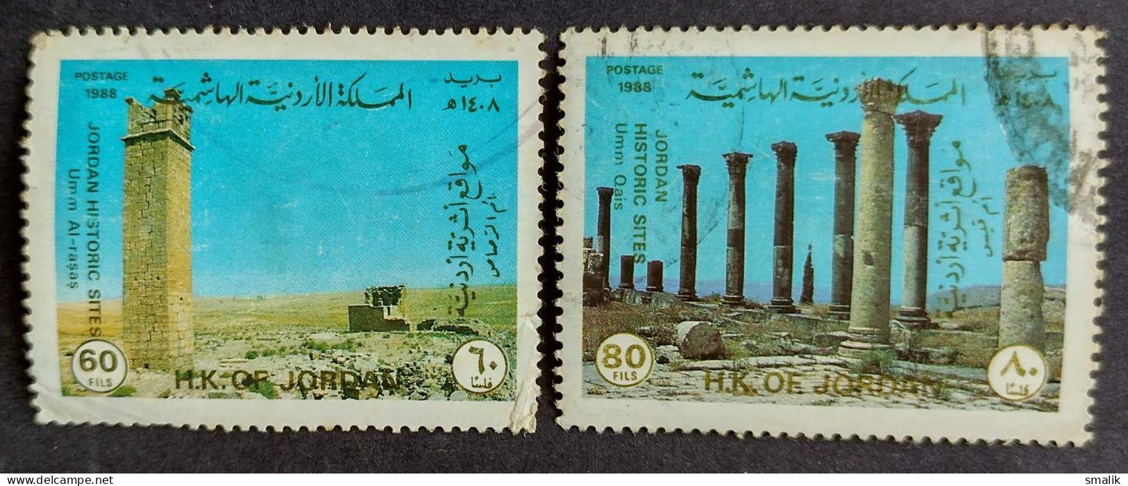 JORDAN 1988 - Historical Sites, Umm Qais, Umm Al Rasas, 2 Stamps, Fine Used - Jordanien