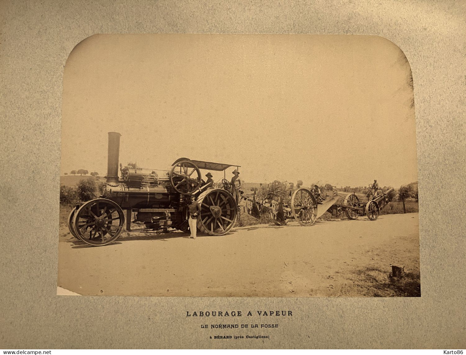 Locomobile * Photo Ancienne * Tracteur Tractor Machine Agricole * Labourage Vapeur Normand Fosse Bérard Castiglione - Tracteurs