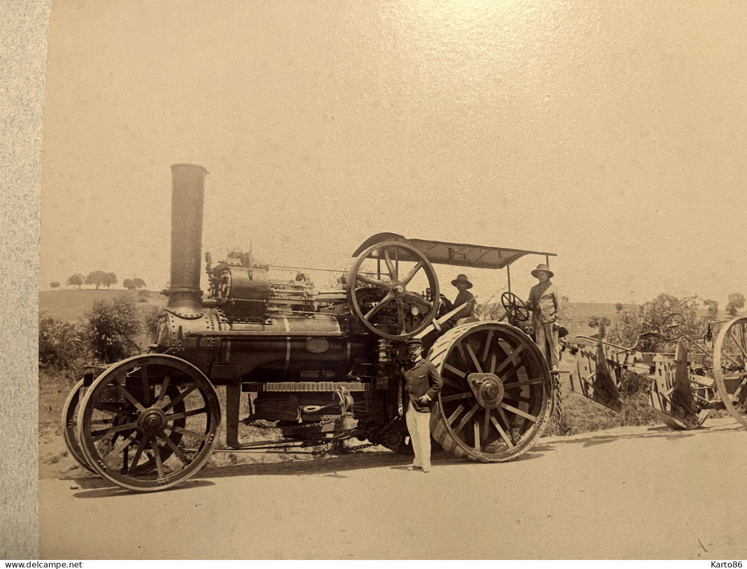 Locomobile * Photo Ancienne * Tracteur Tractor Machine Agricole * Labourage Vapeur Normand Fosse Bérard Castiglione - Trattori