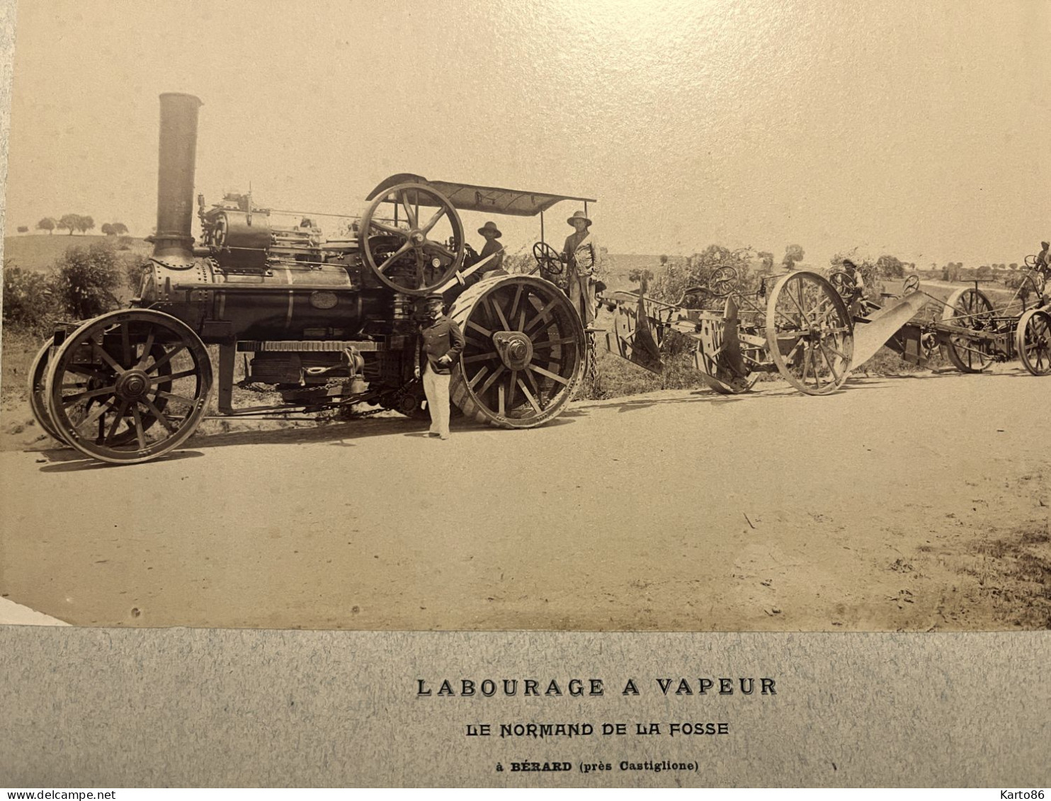 Locomobile * Photo Ancienne * Tracteur Tractor Machine Agricole * Labourage Vapeur Normand Fosse Bérard Castiglione - Traktoren