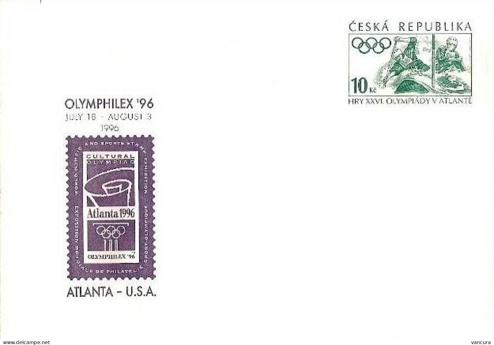 COB 2 Czech Republic Olymphilex Atlanta 1996 Water Slalom - Enveloppes